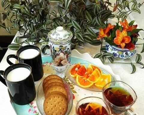 عکس صبحانه دونفره ساده