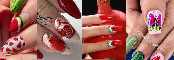 عکس طرح ناخن شب یلدا