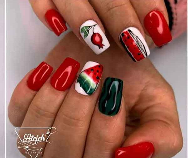 عکس طراحی ناخن شب یلدا