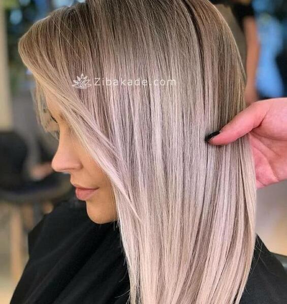 عکس ترکیب رنگ موی دودی نسکافه ای