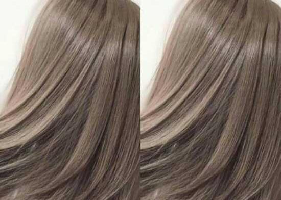 عکس ترکیب رنگ موی دودی نسکافه ای