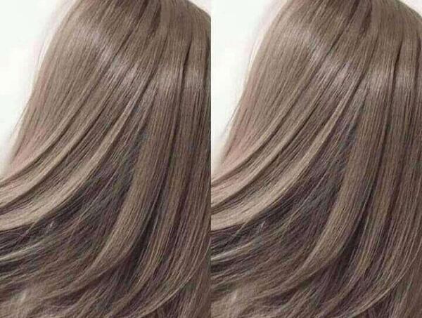 عکس ترکیب رنگ موی دودی نسکافه ای