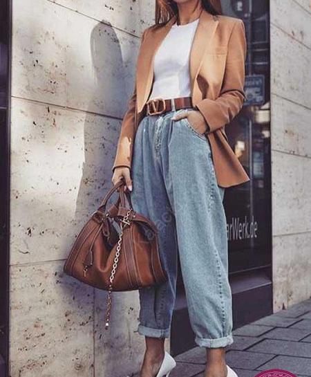 عکس کفش پاشنه بلند با شلوار پارچه ای