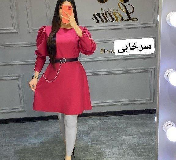 عکس لباس مجلسی کوتاه سرخابی