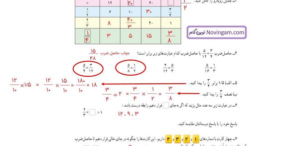 عکس صفحه ریاضی ششم