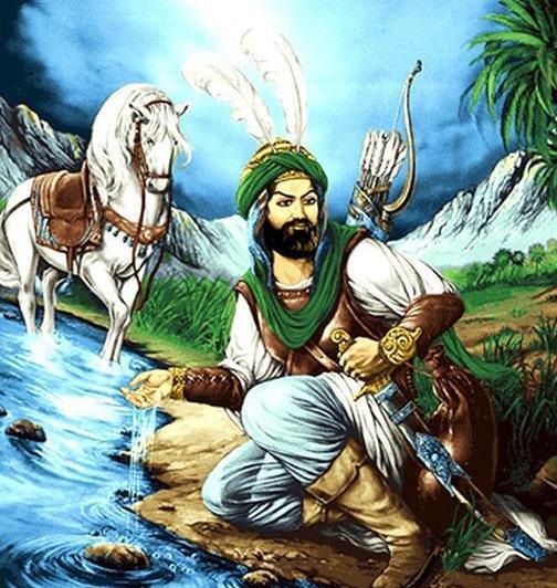 عکس حضرت عباس با سیاه قلم
