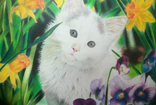 عکس طرح نقاشی با مداد رنگی گل