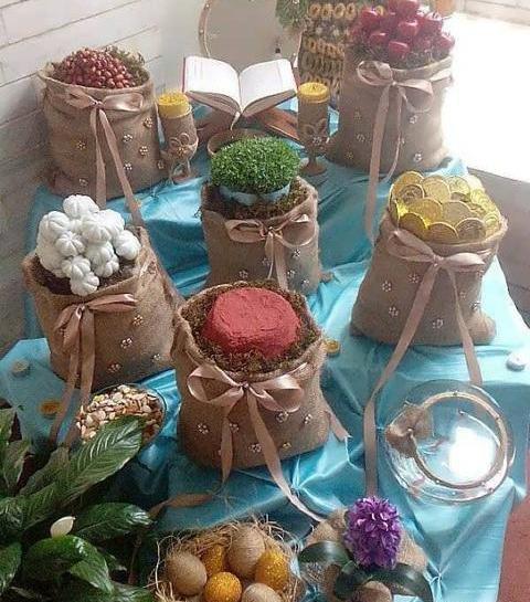 عکس ایده هفت سین با گونی کنفی