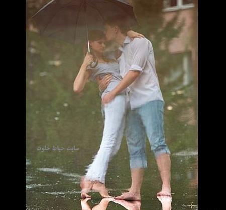عکس دونفره عاشقانه زیر باران