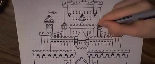 عکس نقاشی ساده قلعه