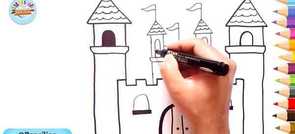 عکس نقاشی ساده قلعه