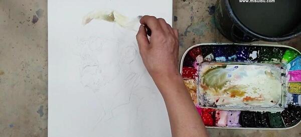 عکس نقاشی ساده غروب دریا