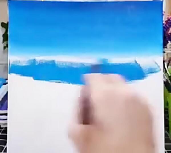 عکس نقاشی ساده غروب دریا