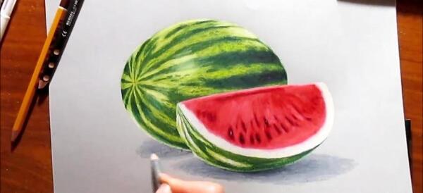 عکس نقاشی ساده هندوانه و انار