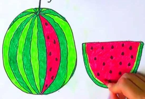 عکس نقاشی ساده هندوانه و انار