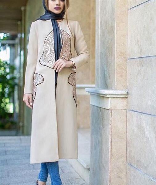 عکس مدل مانتو بلند راسته جلو باز
