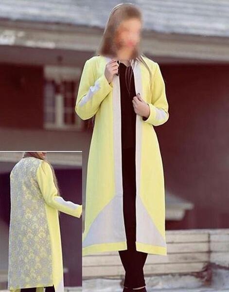 عکس مدل مانتو جلو باز لیمویی