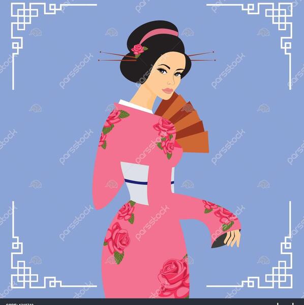 عکس نقاشی زن ژاپنی