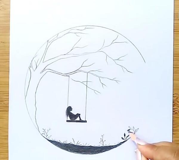 عکس نقاشی دختر تنها
