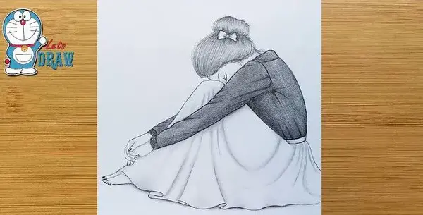 عکس نقاشی دختر تنها