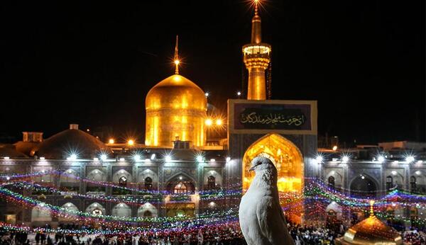 عکس هوایی حرم امام رضا در شب