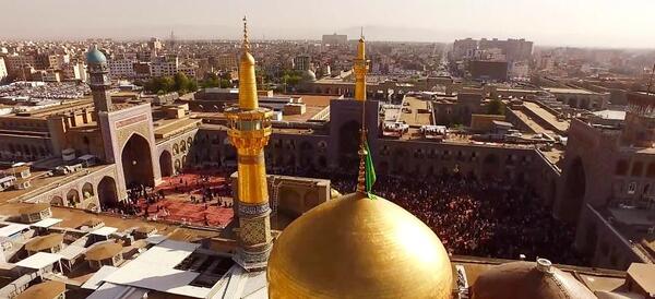 عکس هوایی حرم امام رضا در شب