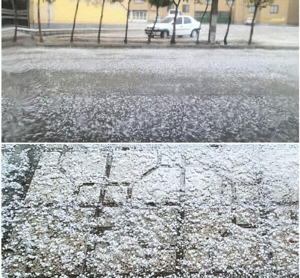 عکس بارش تگرگ شدید