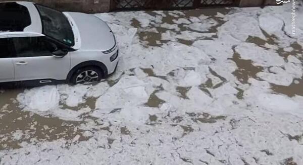 عکس بارش تگرگ شدید