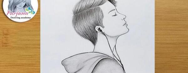 عکس نقاشی چهره نیم رخ دختر