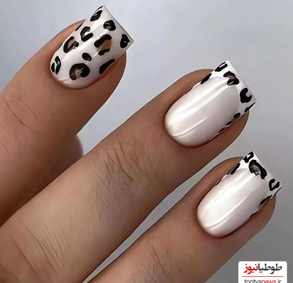عکس طرح ناخن مشکی سفید