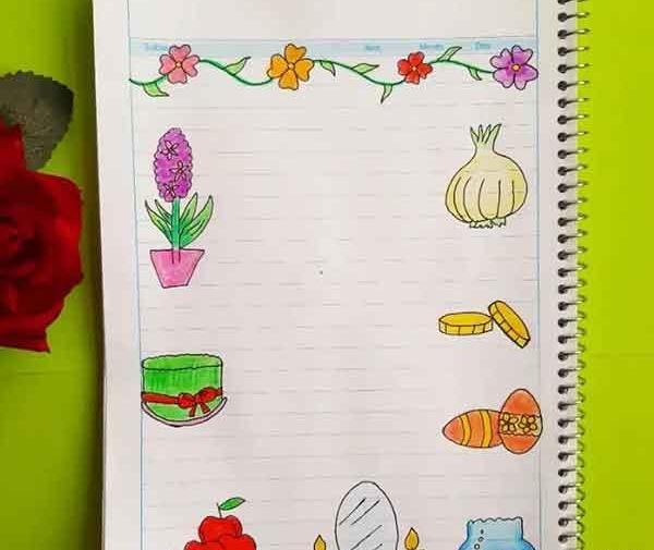 عکس نقاشی گل کنار دفتر