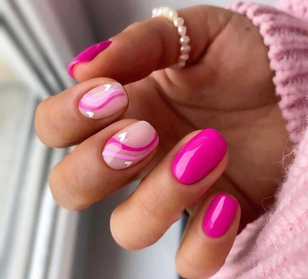 عکس طرح ناخن صورتی ساده