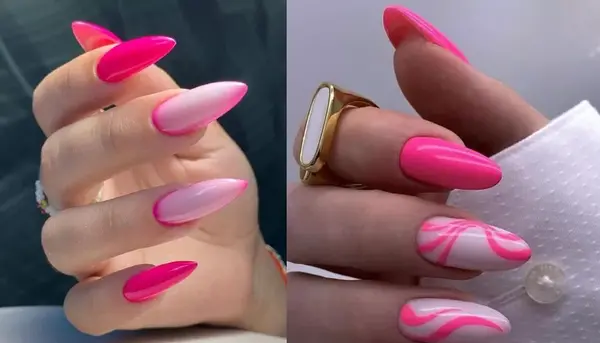 عکس طرح ناخن صورتی ساده