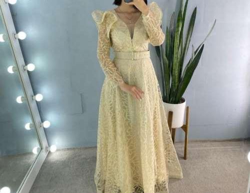 عکس لباس مجلسی طلایی بلند