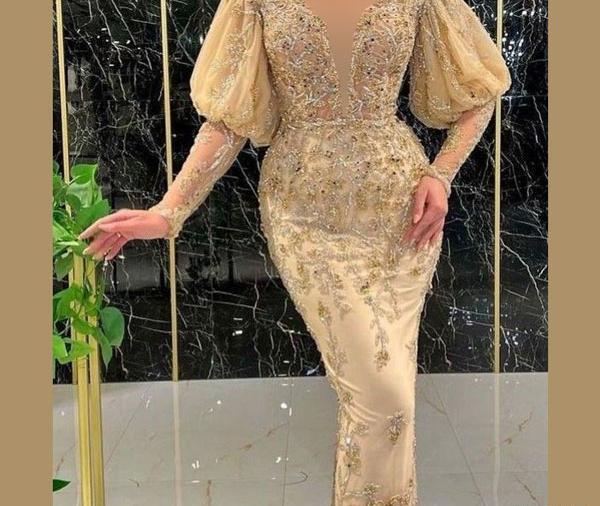 عکس لباس مجلسی طلایی بلند