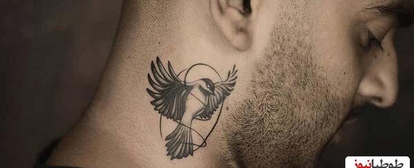 عکس تاتو روی گردن مردانه