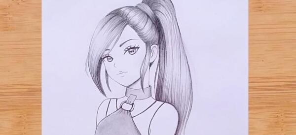 عکس نقاشی دختر انیمه ای بامزه