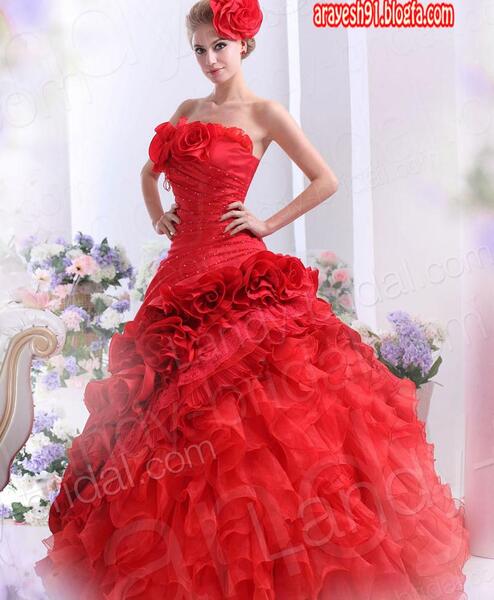 عکس لباس عروس لمه رنگی