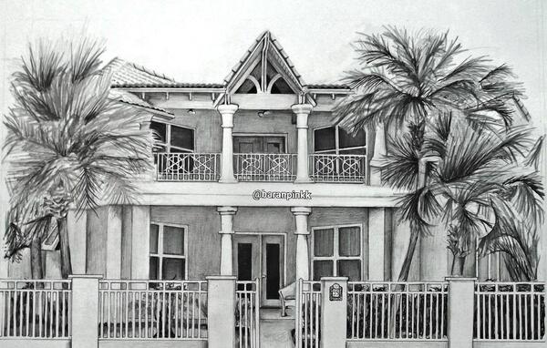عکس نقاشی سیاه قلم خانه