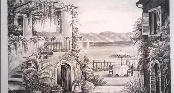 عکس نقاشی سیاه قلم خانه