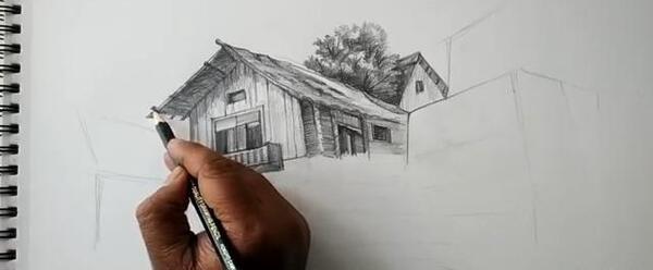 عکس نقاشی سیاه قلم خانه
