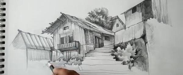 عکس نقاشی سیاه قلم خانه