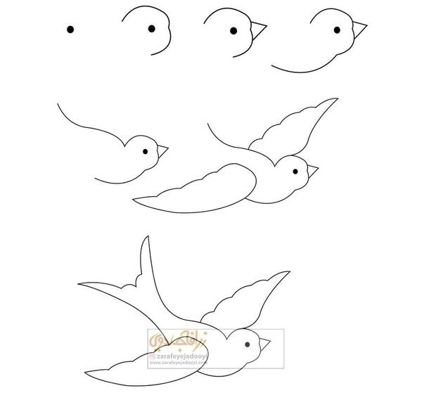 عکس نقاشی ساده پرنده