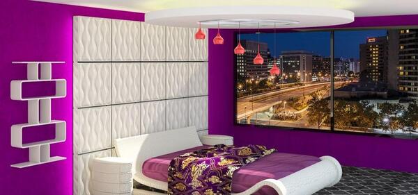 عکس ایده اتاق خواب بنفش