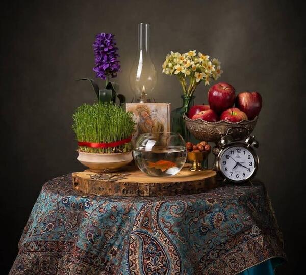 عکس ایده سفره هفت سین با ظروف شیشه ای