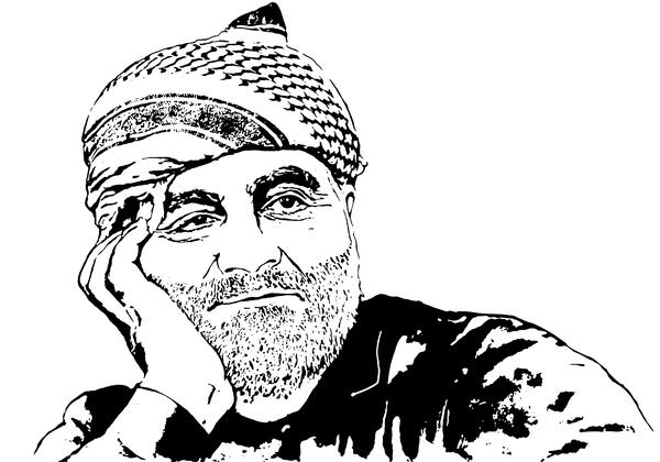عکس حاج قاسم سیاه سفید