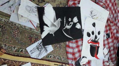 عکس نقاشی سیاه قلم عاشورایی