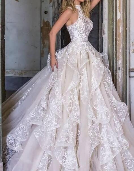 عکس لباس عروس چین دار