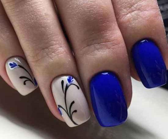 عکس طرح ناخن آبی رنگ