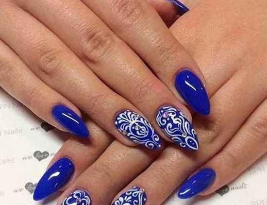 عکس طرح ناخن آبی رنگ